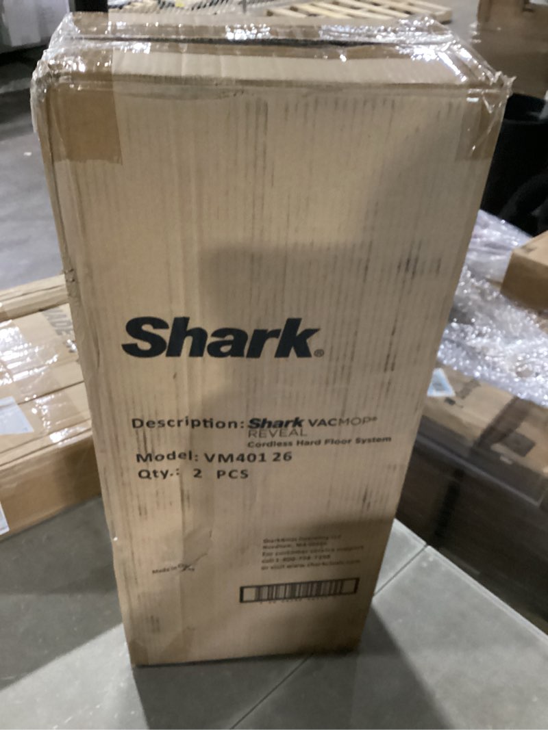 Condition photo showing New/Like New for shark vacmop reveal new cordless hard floor cleaner, vacuum & spray mop, powerful suction, lightweight, illumination light, includes 4 disposable pads, 12oz pet multi-surface cleaning solution, vm401