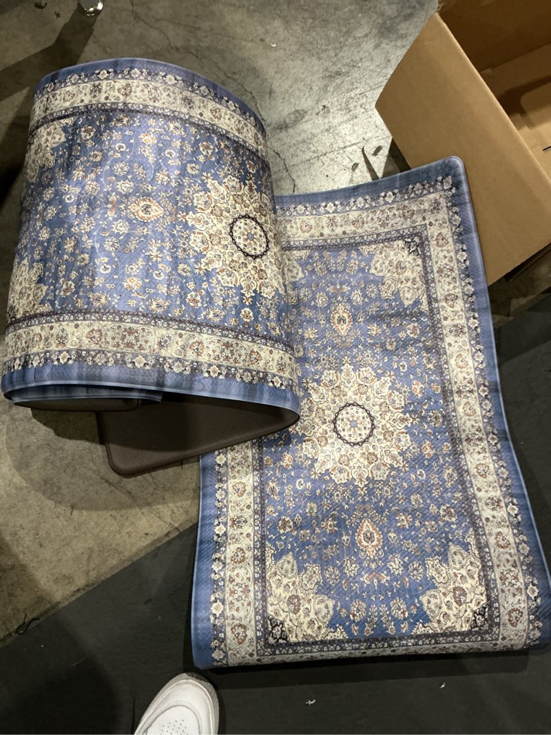 Condition photo showing Good Condition for wyatt & ash dream mink washable washable 2-piece set willa blue/taupe geometric accent willa(we don’t know size )