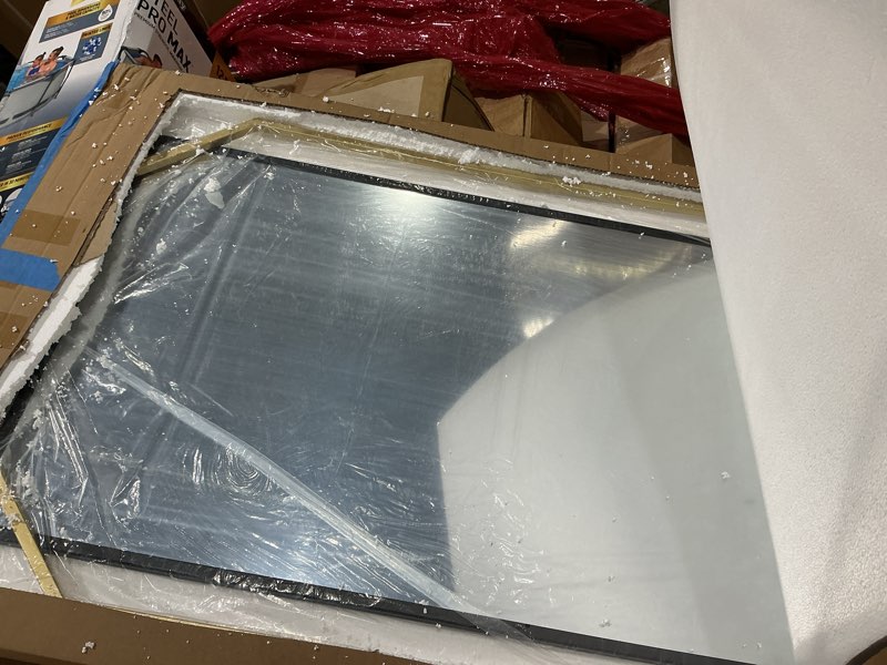 Condition photo showing Good Condition for 60"x30.5" black and gold large mirror for bedroom wall, extra bathroom rectangular mirror with decorative metal octagonal frame, for entryway,living room, dining room black and gold 60"l x 30.5"w