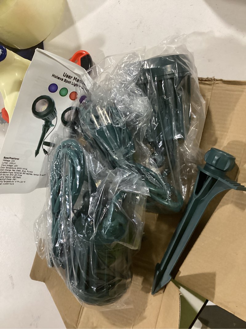 Holeva Halloween & Christmas Outdoor Spotlight, 6500K Cool White LED Landscape Lighting with 4 Lense