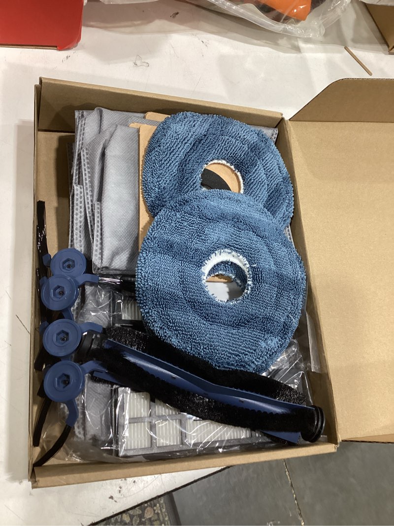 Condition photo showing Good Condition for 19 pack x10 pro omni replacement parts compatible with eufy x10 pro omni robot vacuum cleaner accessories, 1 main roller brush, 4 mop pads, 4 side brushes, 2 hepa filters, 6 dust bags, 2 tool 1 x10 pro omni accessories kit