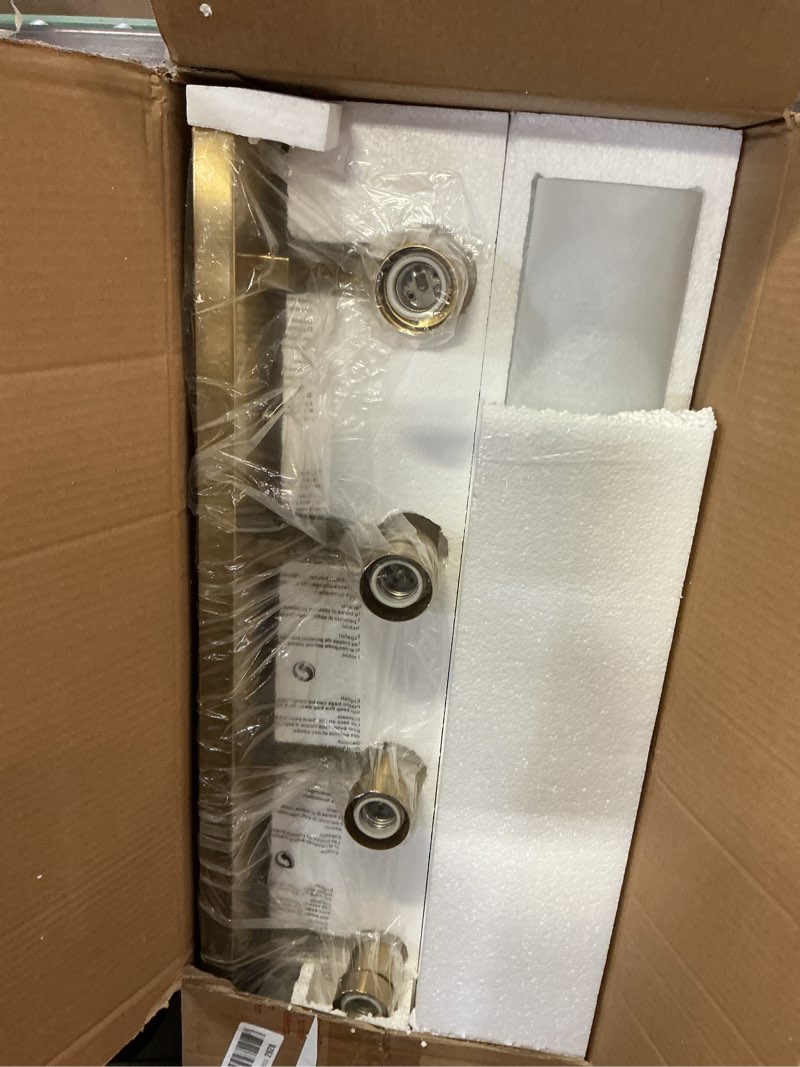 Condition photo showing Good Condition for emliviar large 6-light vanity lighting for powder room, 44.7 inch wall lamp over mirror with clear glass shade, brushed gold finish, yce237b-6w bg