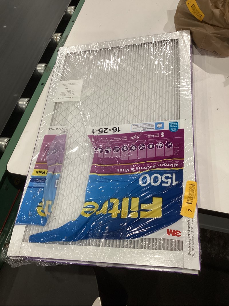 Condition photo showing As Is for filtrete 16-in w x 25-in l x 1-in merv 12 electrostatic pleated air filter 2 -pack