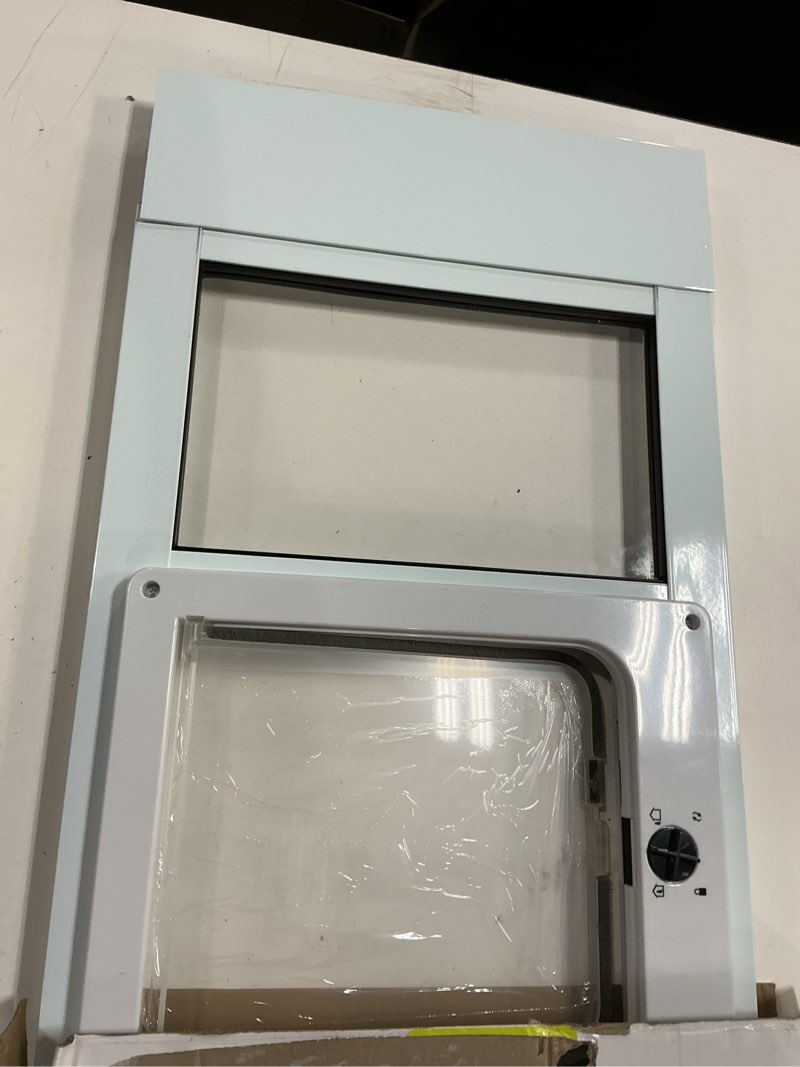 Condition photo showing Good Condition for cat door for window, aluminum cat door window insert with 4 secure lock modes, magnectic closure for cats, fit window width 28"-32", white white medium