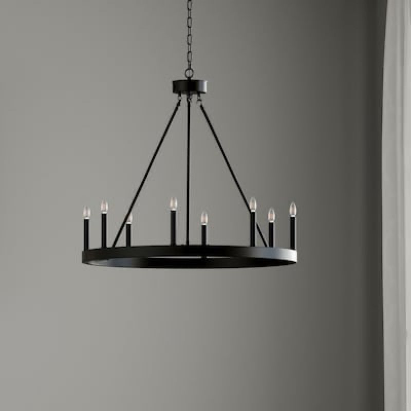 allen + roth dalton 8 -light matte black transitional bare bulb for use in bathrooms, bedrooms, dining rooms, foyers, kitchens, living rooms chandelier
