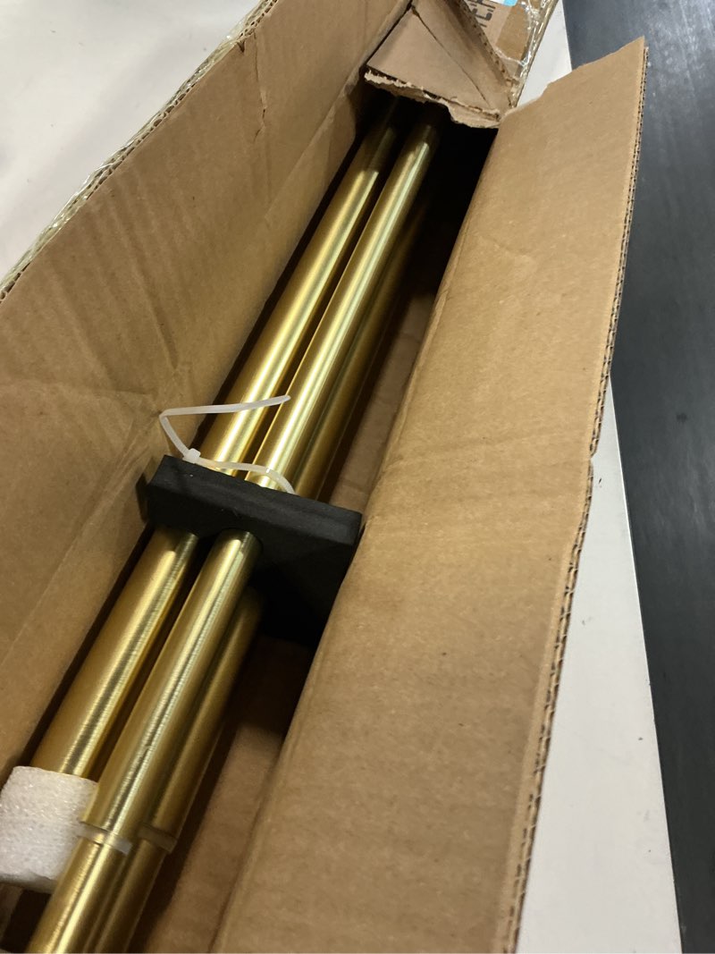 Condition photo showing Good Condition for double curtain rods with aluminum end cap and full surround brackets,1-inches front and 5/8 inches back adjustable double window drapery rod for sheer and blackout curtains,72-144" ,brushed nickel 72-144" brushed nickel