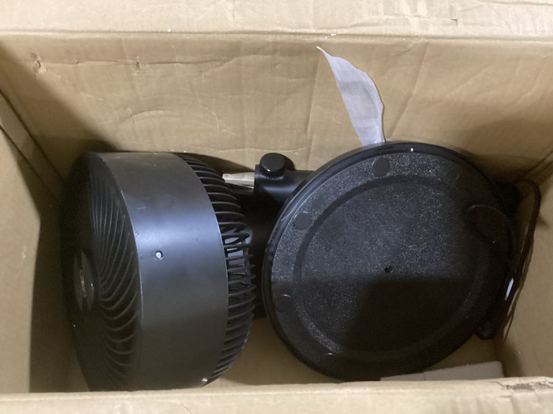 Condition photo showing As Is for dreo fan for bedroom, 90ft airflow, 20db quiet fan, 90° oscillating standing fan, dc motor, 8+h speeds, 3 modes, 38-42'' adjustable height, 8h timer, air circulator for room, 105° manual vertical black
