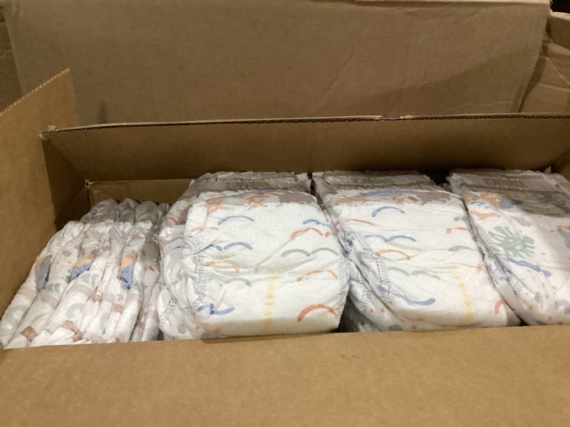 Condition photo showing As Is for joonya baby diapers, size 4 l (15-31 lb) - 1 bag of 25 - non toxic, eco-friendly, high absorbency, overnight use, ultra slim & soft - made in denmark size 4 l (15-31 pound) 1 bag