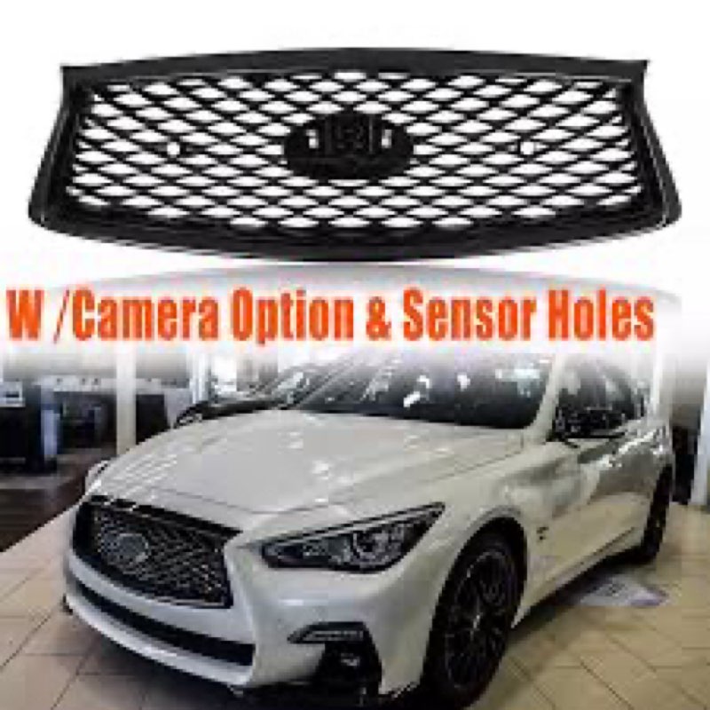 unaykolb for 2018 2019 2020 2021 2022 2023 infiniti q50 front bumper upper grille gloss black mesh g