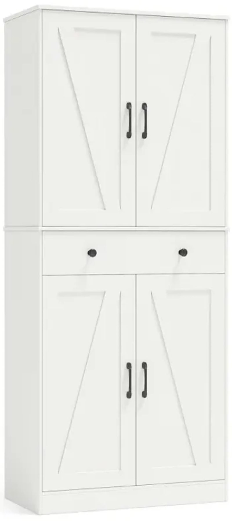 (Incomplete)72 Inch Tall Modern Farmhouse Cupboard Cabinet with 4 Barn Doors