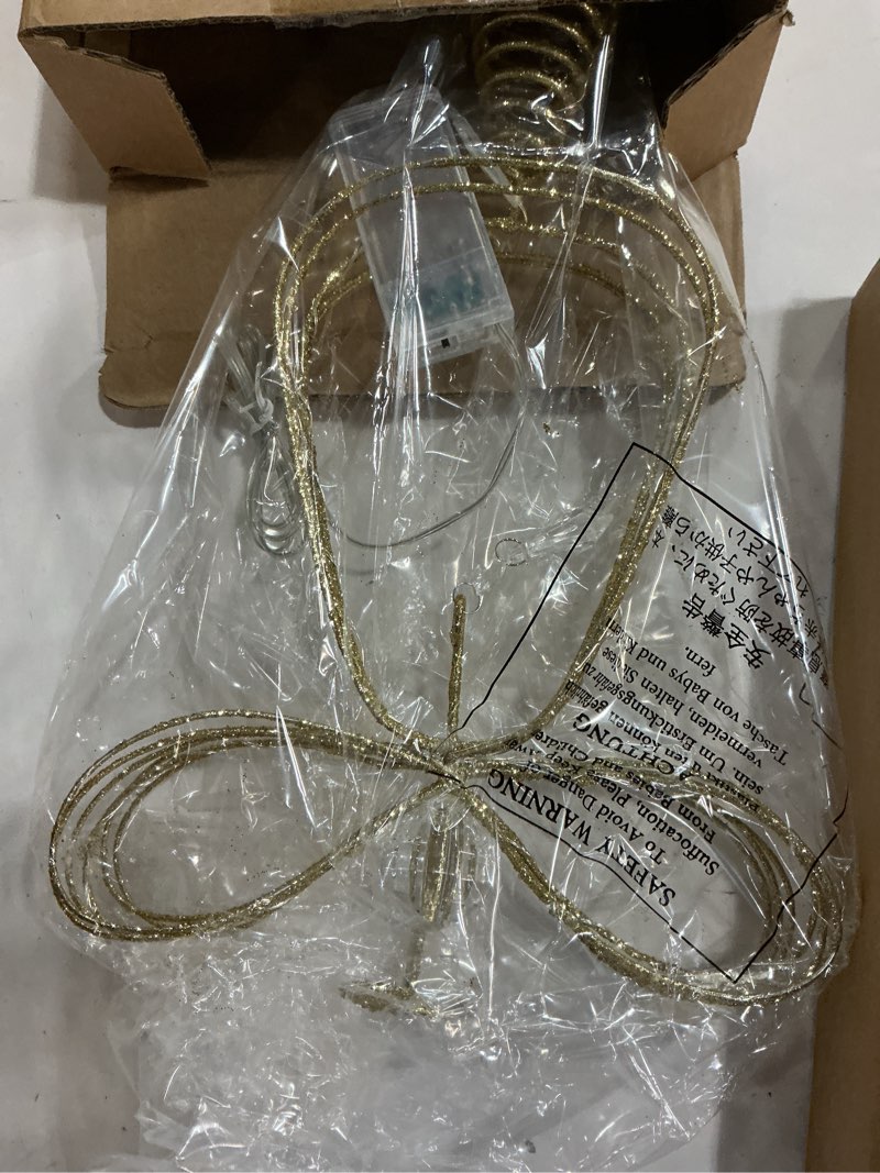 Condition photo showing New/Like New for valery madelyn lighted christmas tree topper angel with timer, 12 inch pre-lit gold metal small angel tree topper with lights for christmas tree decoration indoor, battery operated, valentines gift gold 12 inch