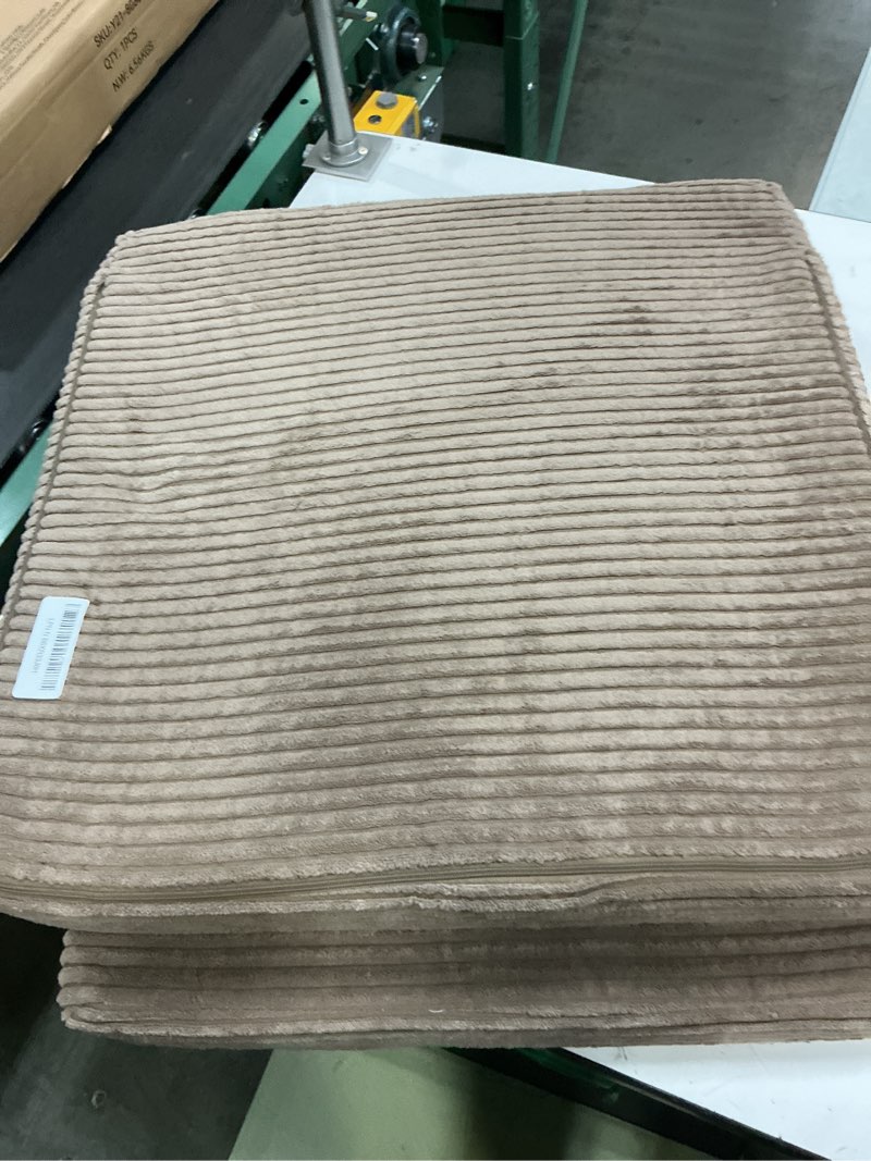 Condition photo showing Good Condition for higogogo corduroy recliner chair cushion with lumbar support pillow for elderly long sitting soft non-slip 4" thick seat pad for seniors buttocks & back pain relief (brown, 21" backrest) coffee 20"x20" seat + 21" backrest