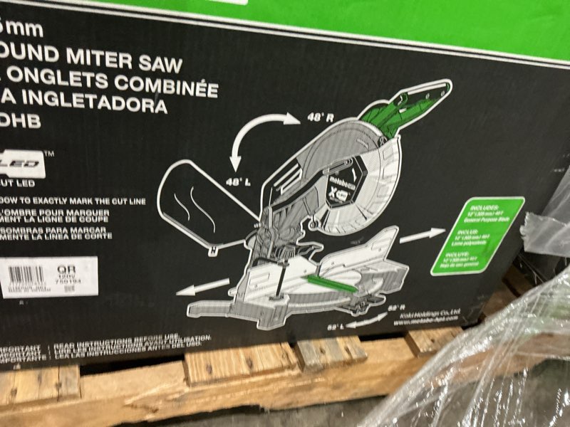 Condition photo showing As Is for metabo hpt c12fdhbm dual bevel compound 12 in. corded miter saw with xact cut led shadow line system