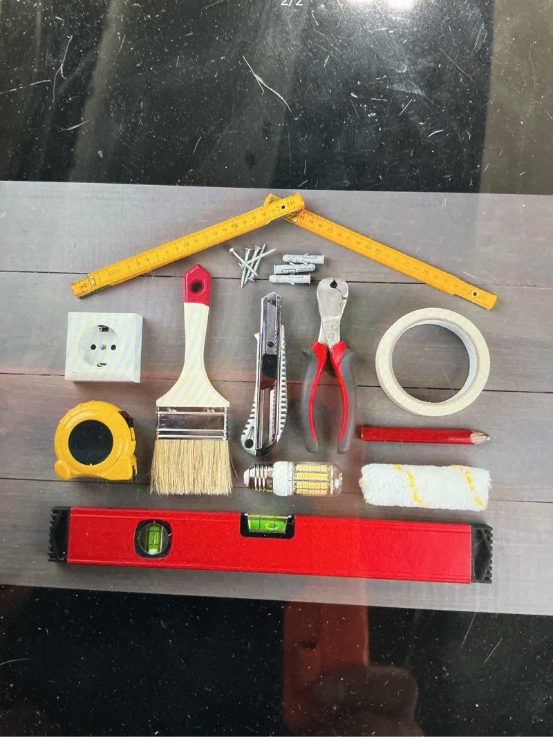 Condition photo showing As Is for assorted home improvement lot (small tools, screw, home accessories, etc.)