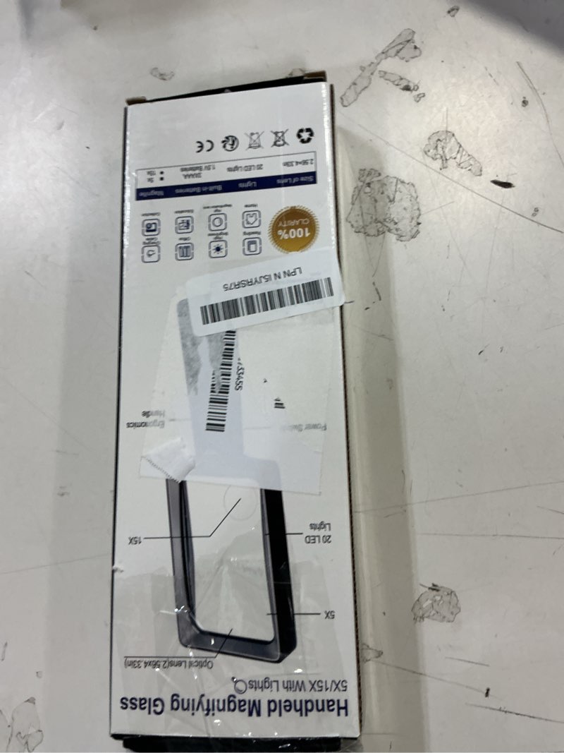 Condition photo showing New/Like New for Magnifying Glass with Light - 5X 15X Lighted Magnifier with 20 LED, Large Handheld Magnifying Glasses Illuminated Rectangle Magnifier for Seniors Reading Low Vision Close Work Inspection