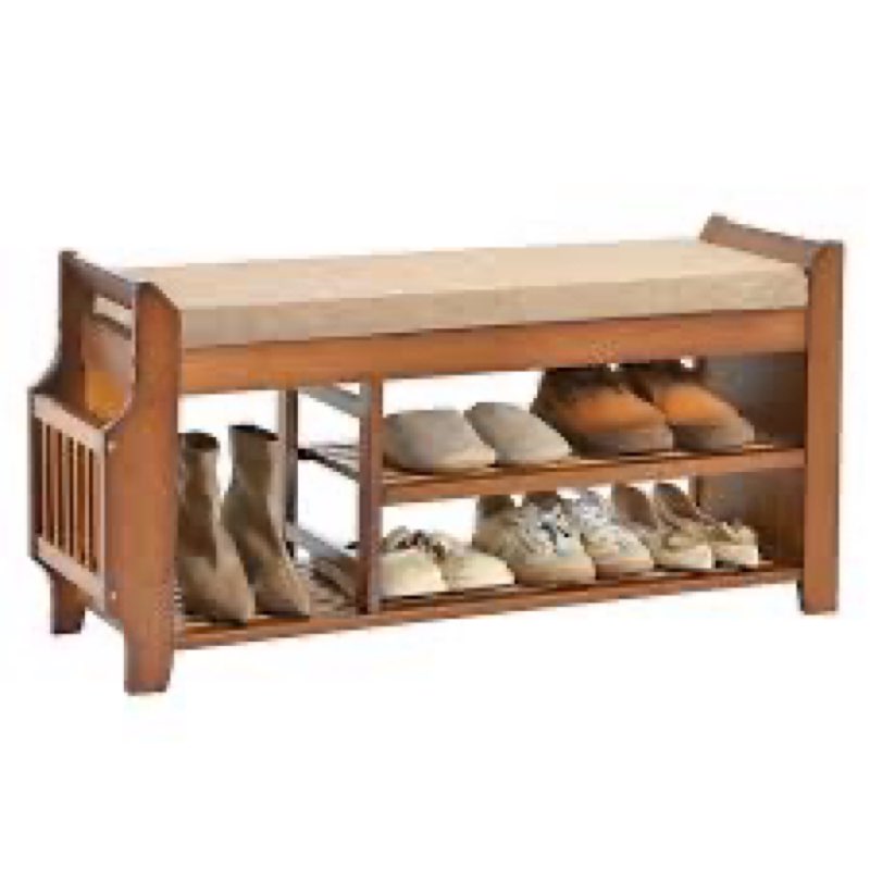 PETKABOO 39.4" Bamboo Shoe Rack Bench, 3-Tier Entryway Bench with Thick Cushion, Flip-Top & Side Sto