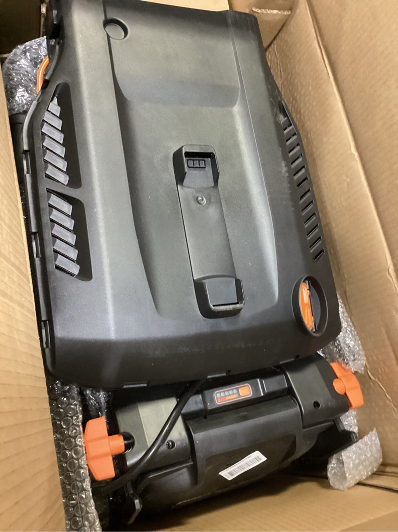 Condition photo showing As Is for worx 14" cordless lawn mower, 2 in 1 electric mower cuts quietly, compact & lightweight push lawn mower with 6-position height adjustment for small yards, 2 batteries & charger included, wg779 14" 40v mower w/(2) 4.0ah batteries