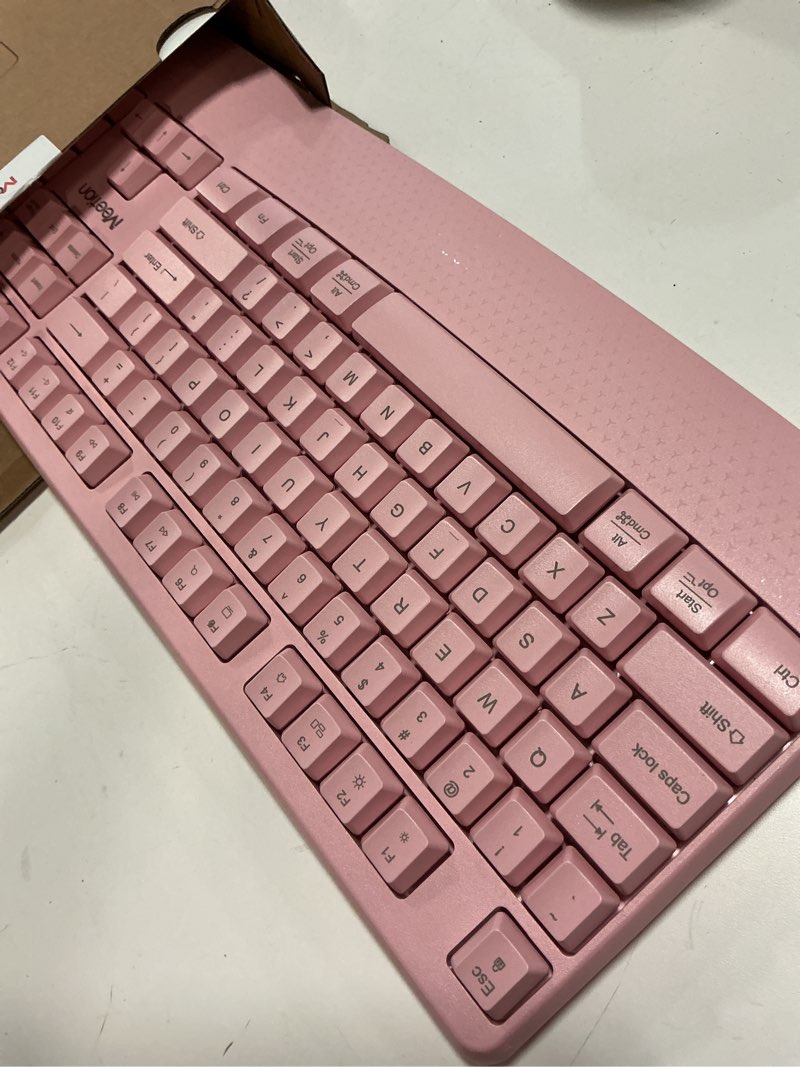 Condition photo showing Good Condition for MEETION Wireless Keyboard and Mouse, Full-Sized Cordless Keyboard with Wrist Rest, 3 DPI Adjustable Mouse, Keyboard and Mouse Set with 2.4GHz USB Receiver, for PC/Computer/Laptop/Windows/Mac, Pink