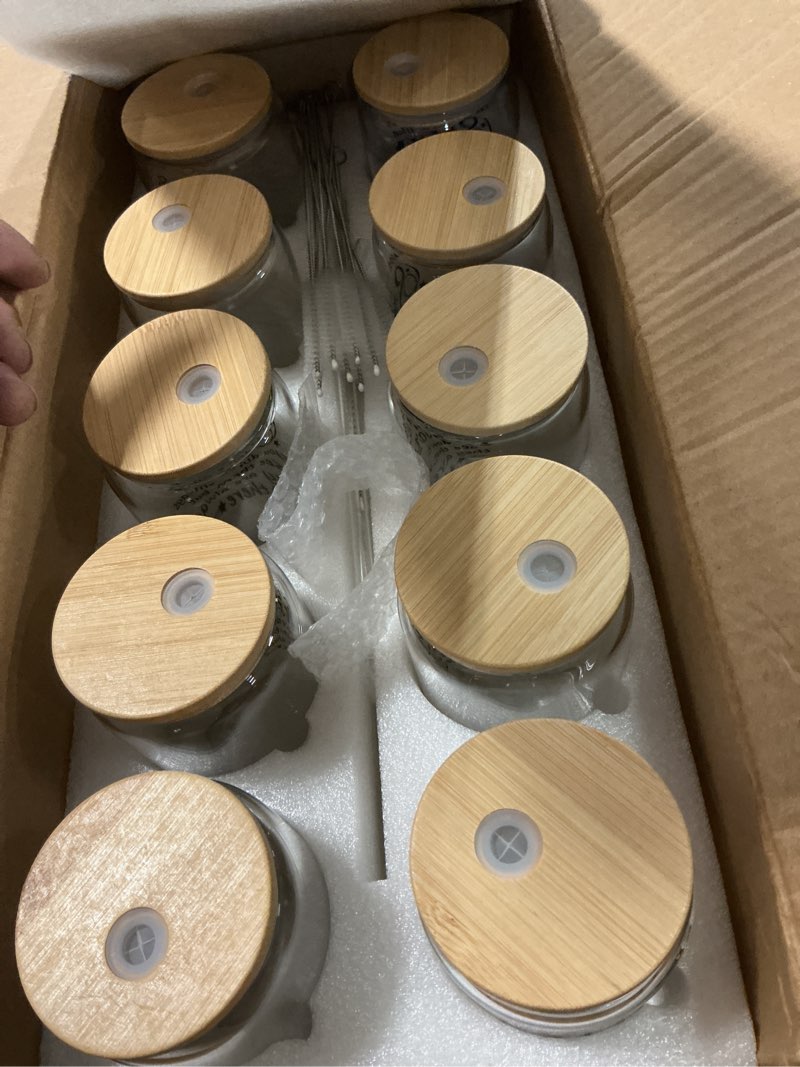 Condition photo showing Good Condition for reallnaive 10 set friendsgiving glass cups, 16 oz female friendship cup gifts with lids and straw glass, christmas birthday mason can ice coffee tumbler gifts for friends bestie boy girl(friendship)