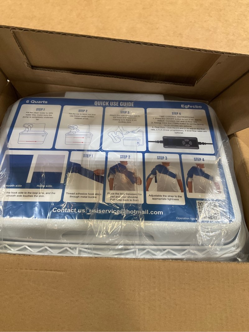 Condition photo showing Good Condition for ice machine for shoulder after surgery, shoulder rotator cuff cold therapy machine compression pad cryotherapy machine for post-surgery care, ice therapy system for knee, elbow, joint (6-quart) shoulder pad 6-quart