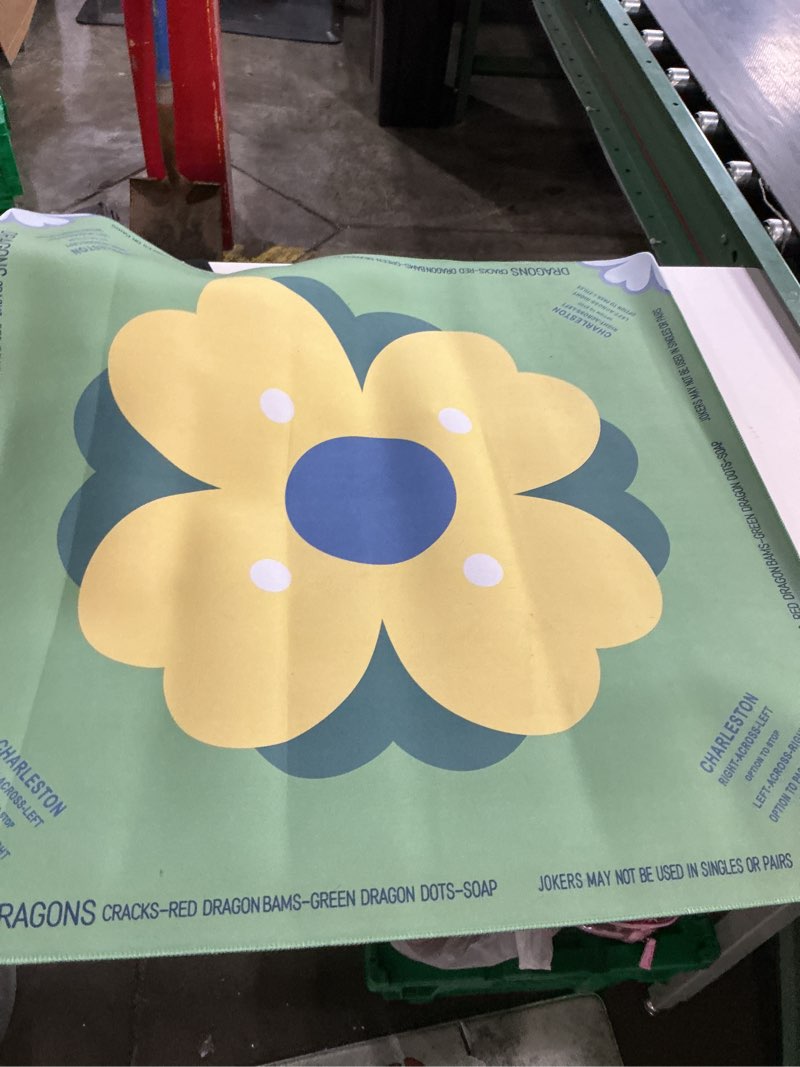 Condition photo showing As Is for poppy mint peel & stick decorative floor decals