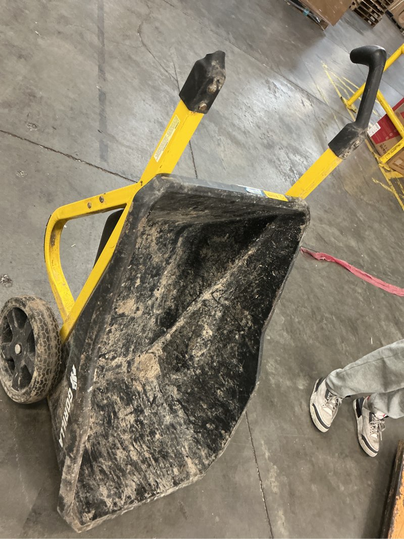 Condition photo showing As Is for Gorilla Carts Poly Yard Cart 600 lb. cap