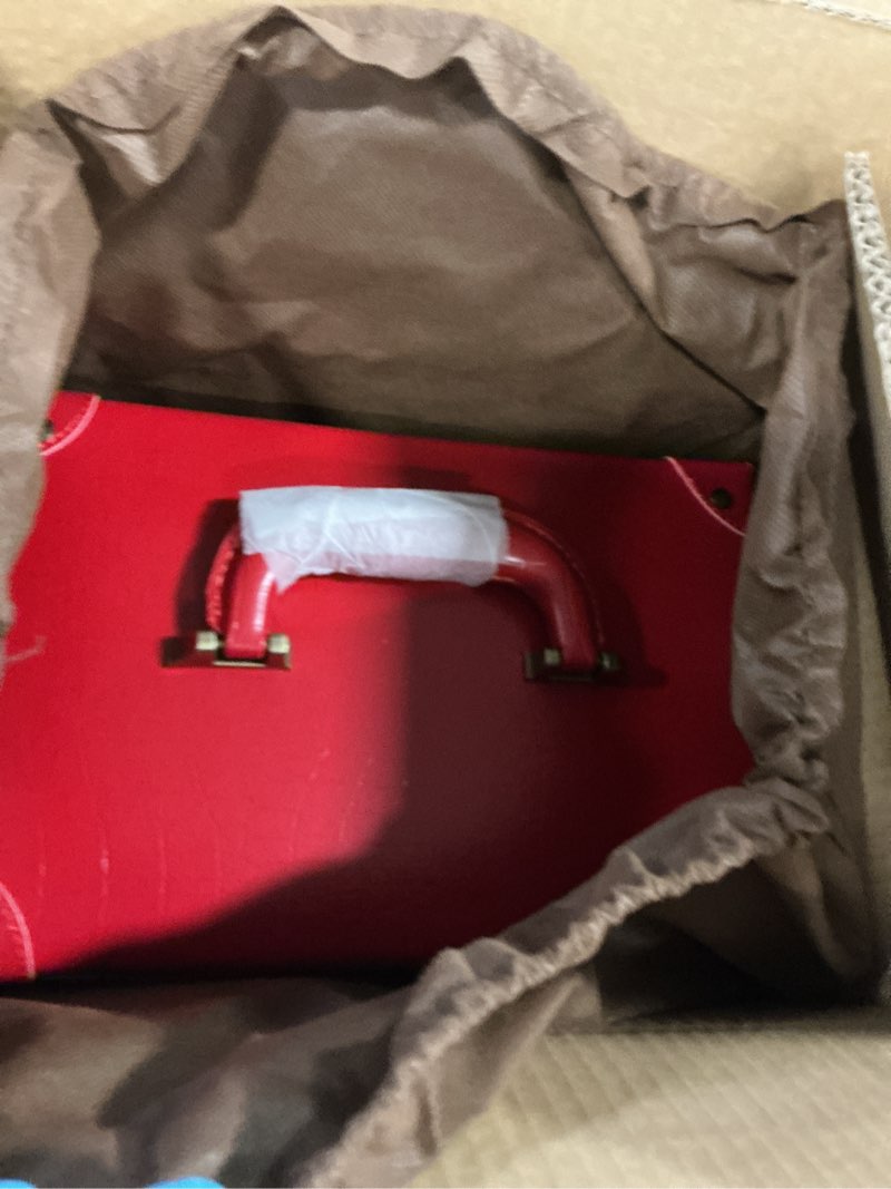 Condition photo showing New/Like New for urecity Vintage Makeup Train Case, Black Artificial Leather with Red Trim, Professional Cosmetic Organizer with Metal Combination Lock, Multi-Layer Storage Box Black Medium (Length: 12.5")