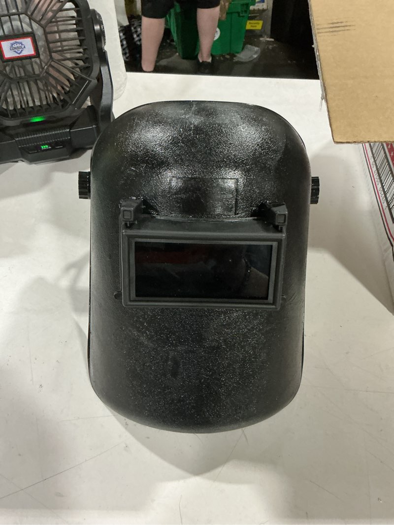 Condition photo showing As Is for topdc welding helmet 3.86"x1.61", flip front welding mask with adjustable headgear, shade 11 td-ly800b black