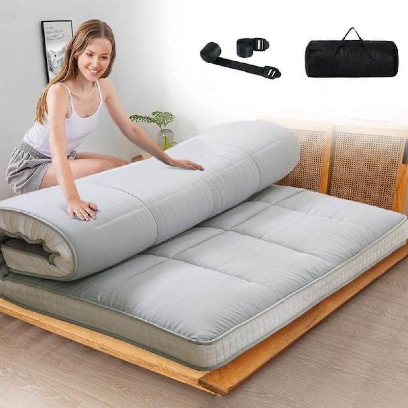 VIPBED Japanese Floor Futon Mattress Queen Size, 4" Thicken Foldable Mattress Tatami Mat Sleeping Pa