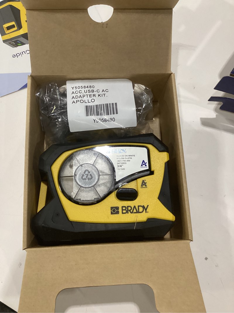 Condition photo showing As Is for brady m211 portable bluetooth monochrome label printer, yellow/black m211 label printer, not tested