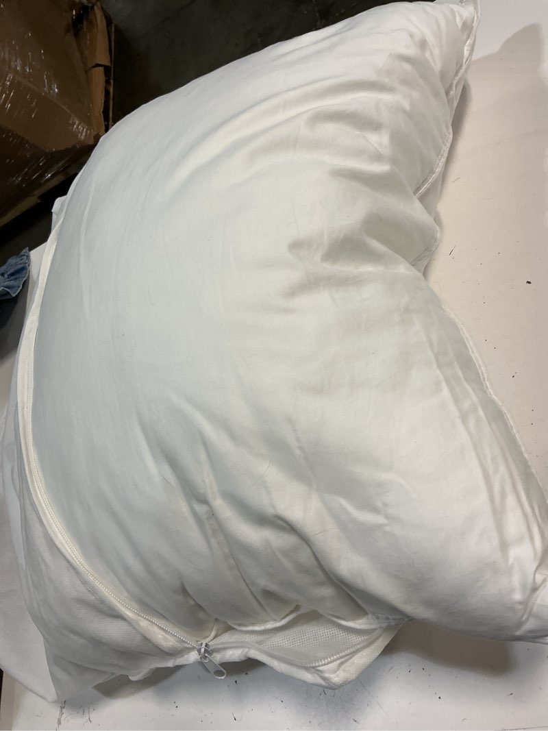 Condition photo showing As Is for quince premium down alternative pillow, standard, medium/firm