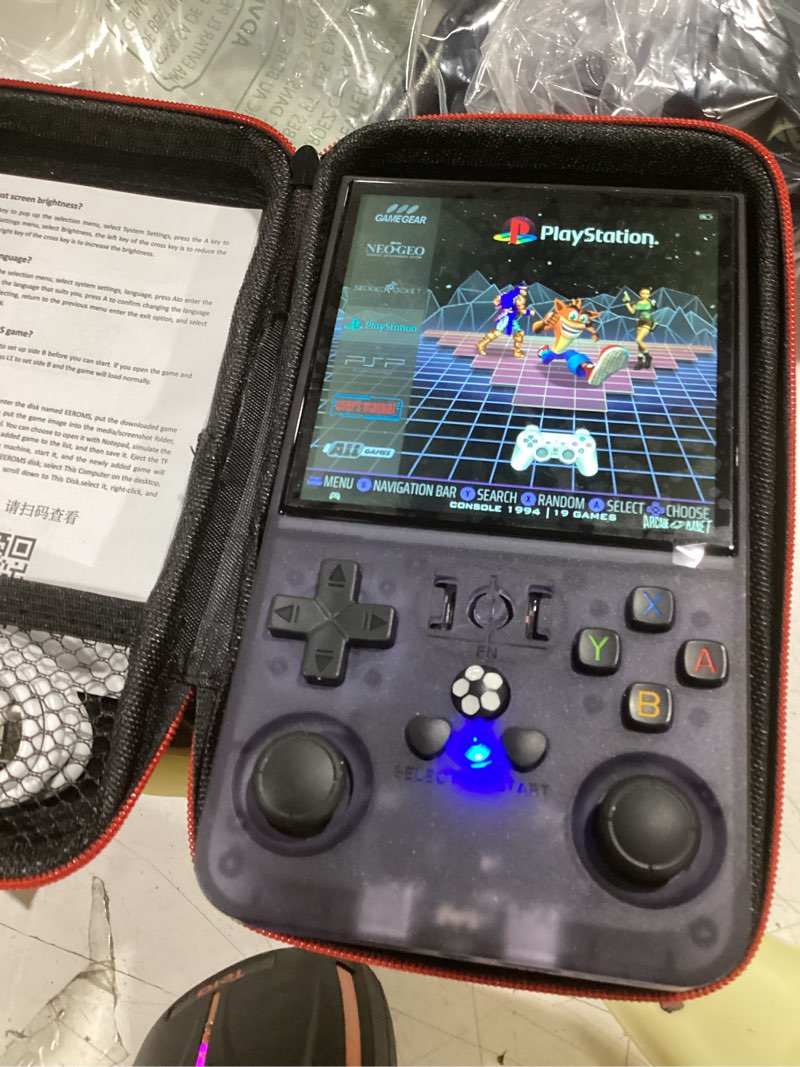 Condition photo showing Good Condition for r36max retro gaming console, 4.0 inch handheld game console with 64gb classic video games inchluded,support 30+ simulators,hand held game console for christmas (gray) gray-64gb