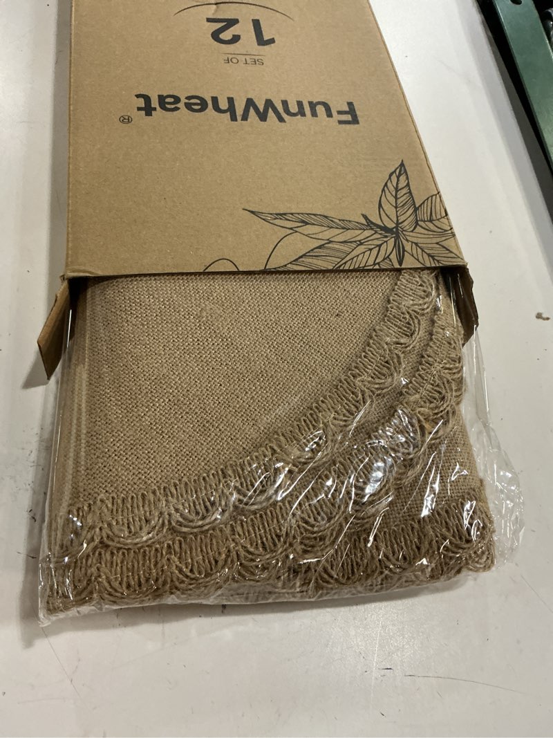 Condition photo showing New/Like New for funwheat burlap round braided placemats set of 12 for dining tables 15 inch heat resistant jute table mats farmhouse natural place mats for decoration (twist lace, 12pcs) e twist lace 12pcs