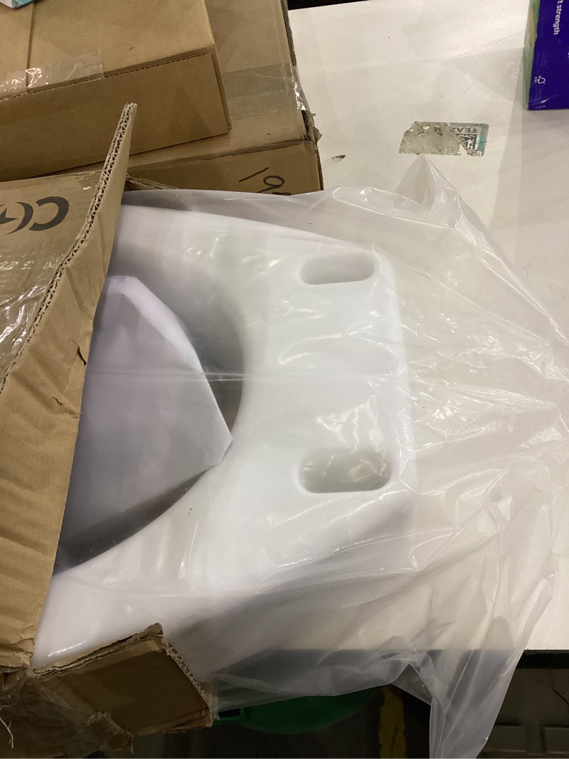 Condition photo showing New/Like New for Carex Toilet Seat Riser, Round Raised Toilet Seat Adds 3.5 inches to Toilet Height, for Assistance Bending or Sitting, 300 Pound Weight Capacity Toilet Riser