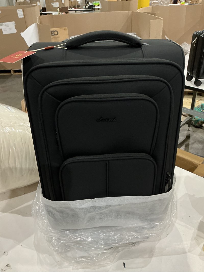 Condition photo showing Good Condition for lovevook carry on luggage 22x14x9 airline approved, 22 inch softside suitcases with spinner wheels, lightweight carry-on suitcase with tsa lock for women men, large luggage for travel business trip 22 inch_carry on black