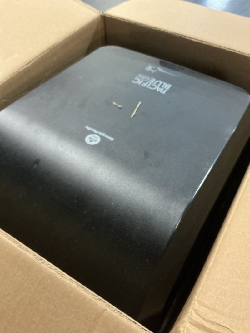 Condition photo showing As Is for Pacific Blue Ultra 8" High-Capacity Automated Touchless Paper Towel Dispenser by GP PRO (Georgia-Pacific); Black; 59590; 12.9" W x 9" D x 16" H; 1 Dispenser Dispenser Only, 1 Case