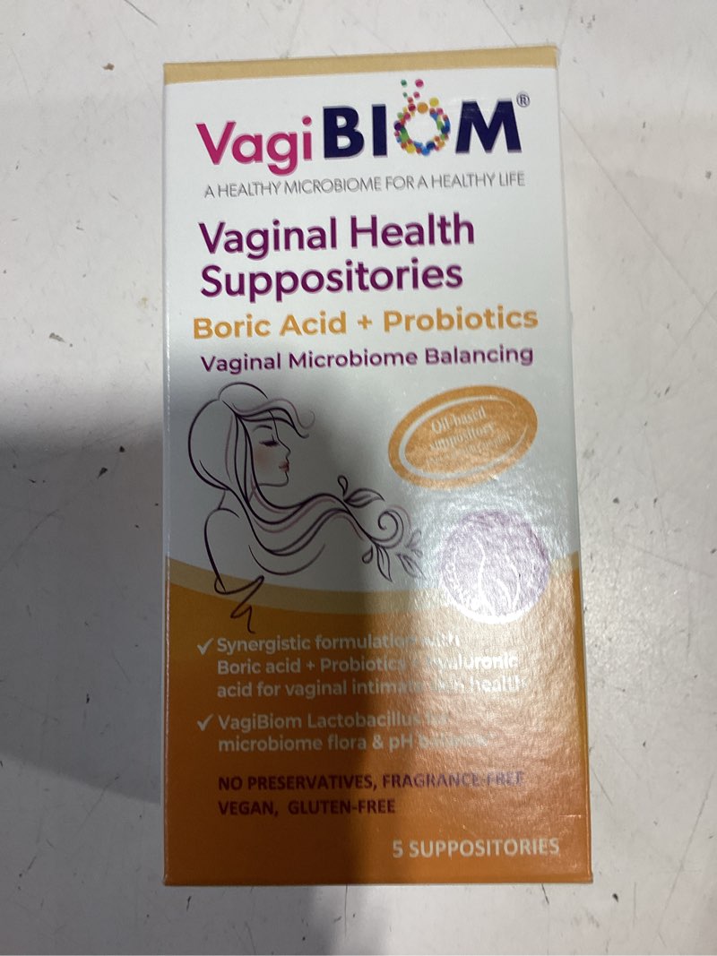 Condition photo showing New/Like New for vagibiom boric acid-preobiotic suppository (5 count)