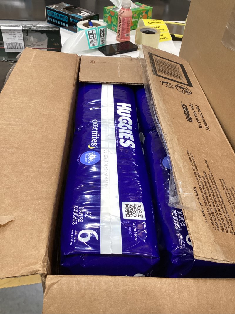Condition photo showing New/Like New for Huggies Size 6 Overnites Baby Diapers: Overnight Diapers, Size 6 (35+ lbs), 84 Ct (2 Packs of 42), Packaging May Vary Size 6 84