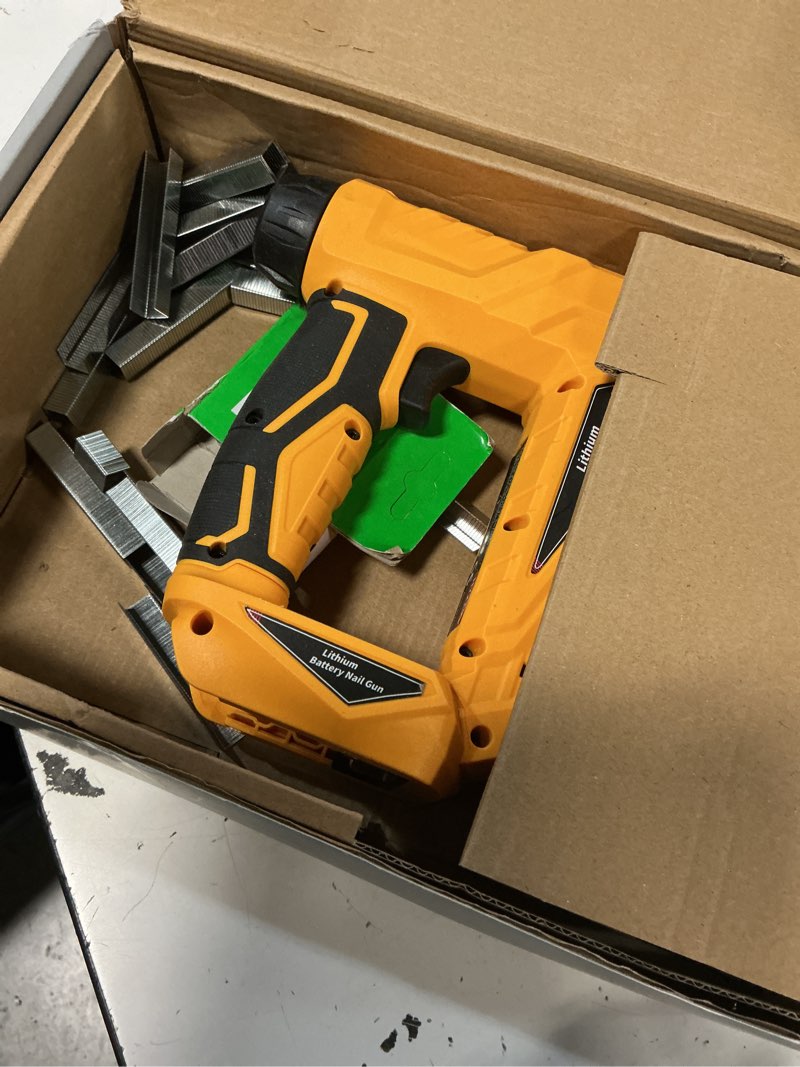 Condition photo showing As Is for 18 gauge 2 in 1 brad nailer/narrow crown stapler for dewalt 20v battery, brushless cordless nail gun with depth adjustment & 2000 fasteners, for trim work small assembly projects?no battery?