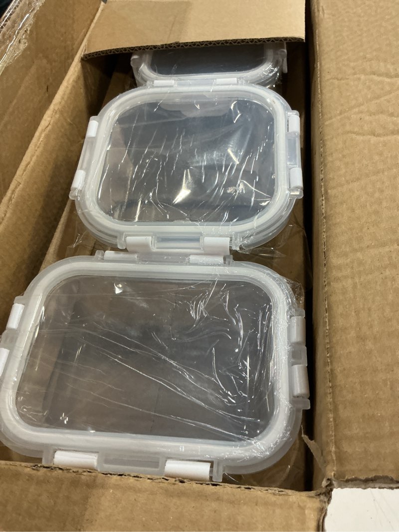 Condition photo showing New/Like New for 24-piece glass food storage containers with upgraded snap locking lids,glass meal prep containers set - airtight lunch containers, microwave, oven, freezer and dishwasher,white