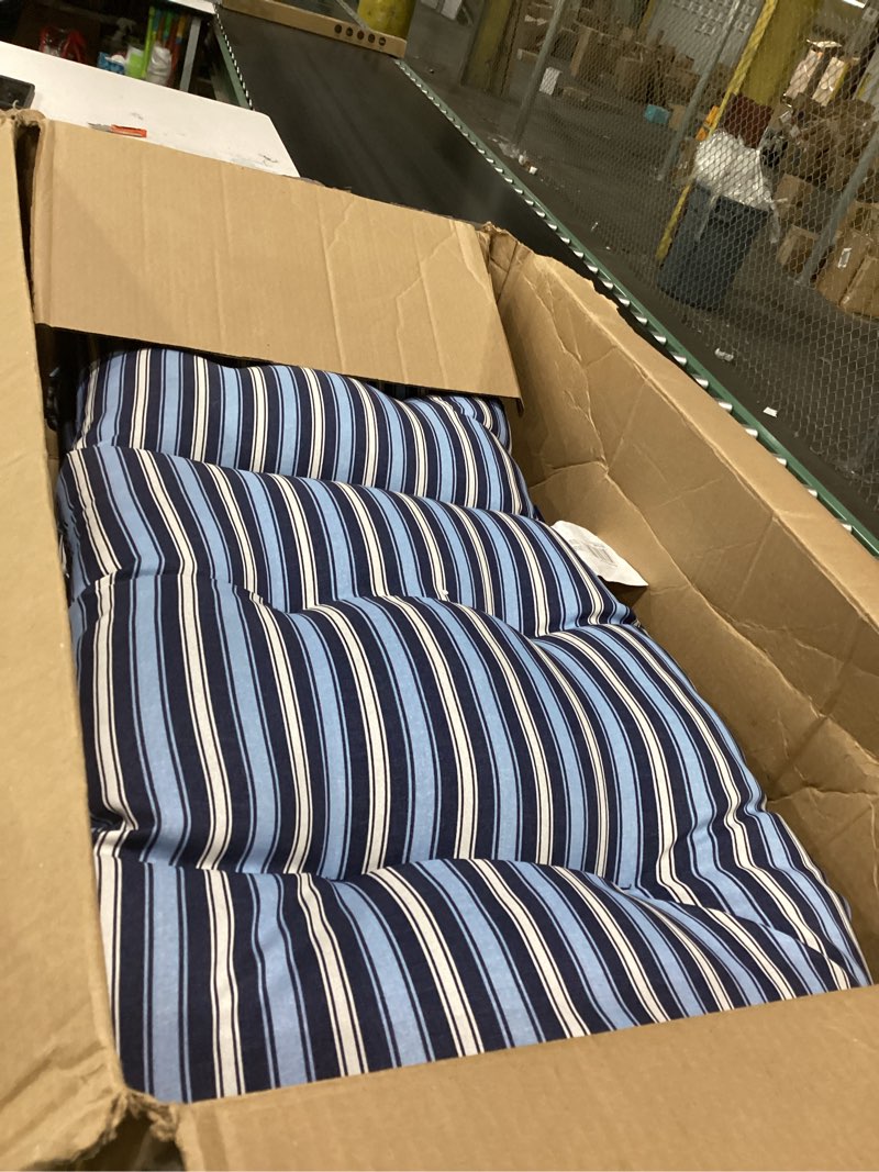 Condition photo showing Good Condition for arden outdoor tufted adirondack cushion, 21.5x48, striped for the heart striped for the heart modern tufted adirondack (1pk)