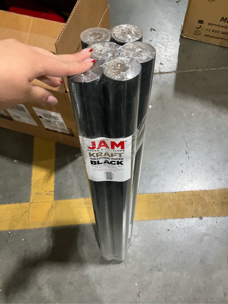 Condition photo showing Good Condition for JAM PAPER Black Kraft Gift Wrapping Paper Roll - 6packs of 25 Sq. Ft.: Solid Matte for All Occasions, Love & Romance Theme