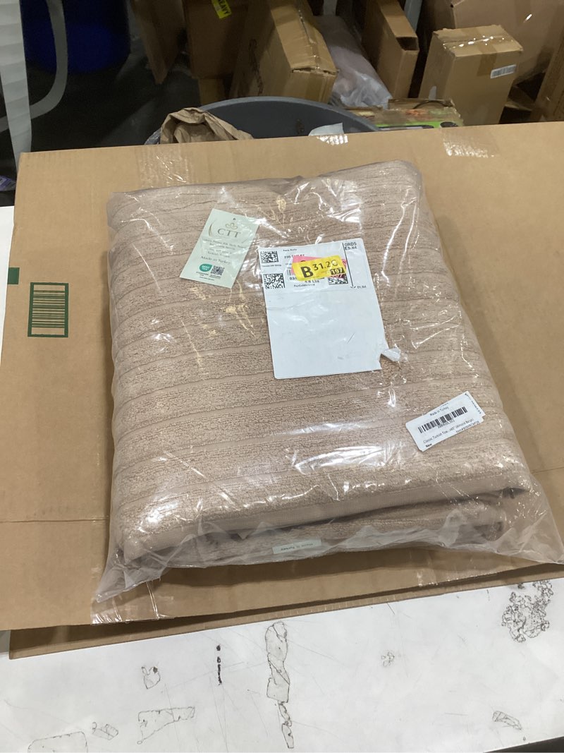 Condition photo showing New/Like New for classic turkish towels - extra large premium cotton bath sheet set - thick and absorbent, ribbed 2-piece luxury bathroom towels, 40x65 inches, 100% turkish cotton (almond beige)