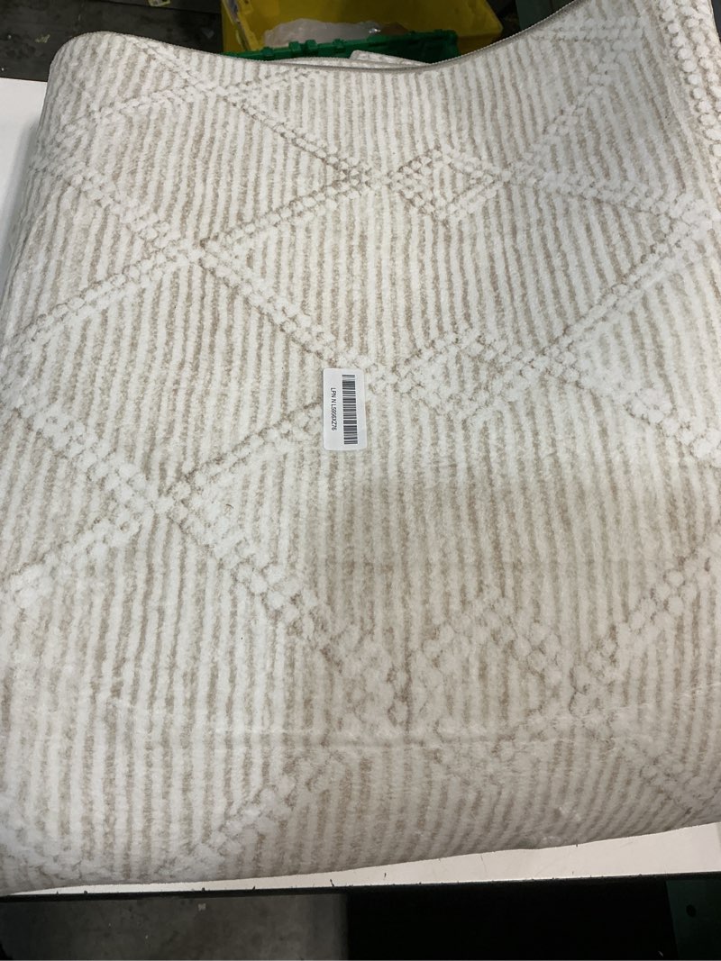 Condition photo showing As Is for 8x10 Area Rug Living Room: Washable Boho Geometric Moroccan Rug Neutral Modern Farmhouse Indoor Soft Non Slip Ultra Thin Large Printed Pattern Carpet for Bedroom Home Office (Beige, 8'x10') Beige 8' x 10' (Rectangular)