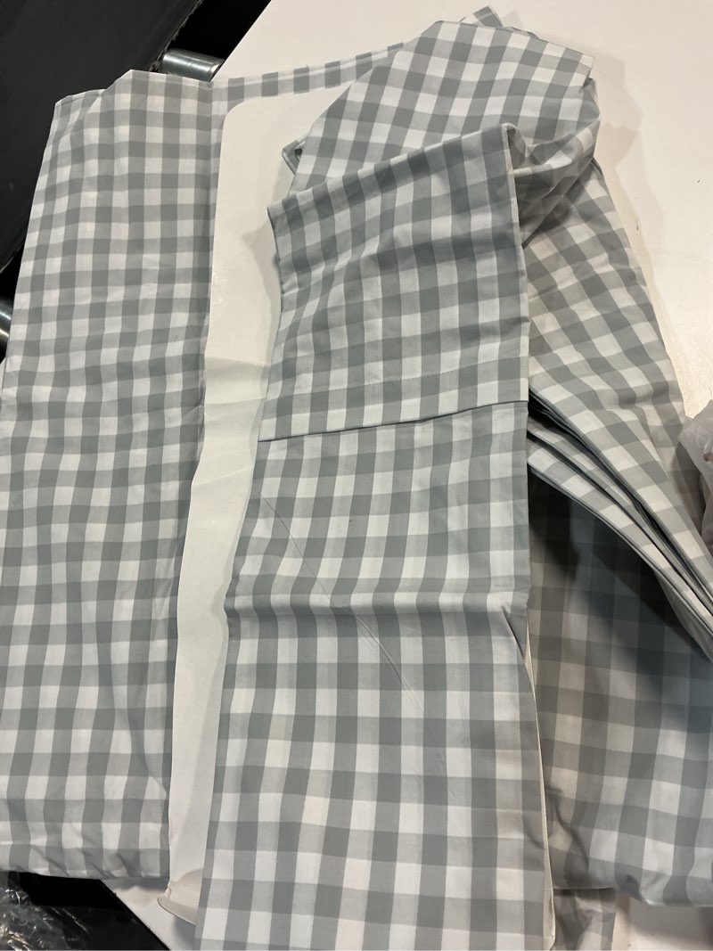 Condition photo showing Good Condition for quince european linen sheet set blue gingham queen