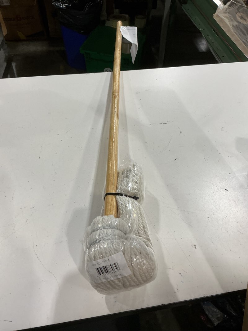 Condition photo showing New/Like New for large wet deck cotton mop with solid wood handle (11 oz, white) 11 oz white