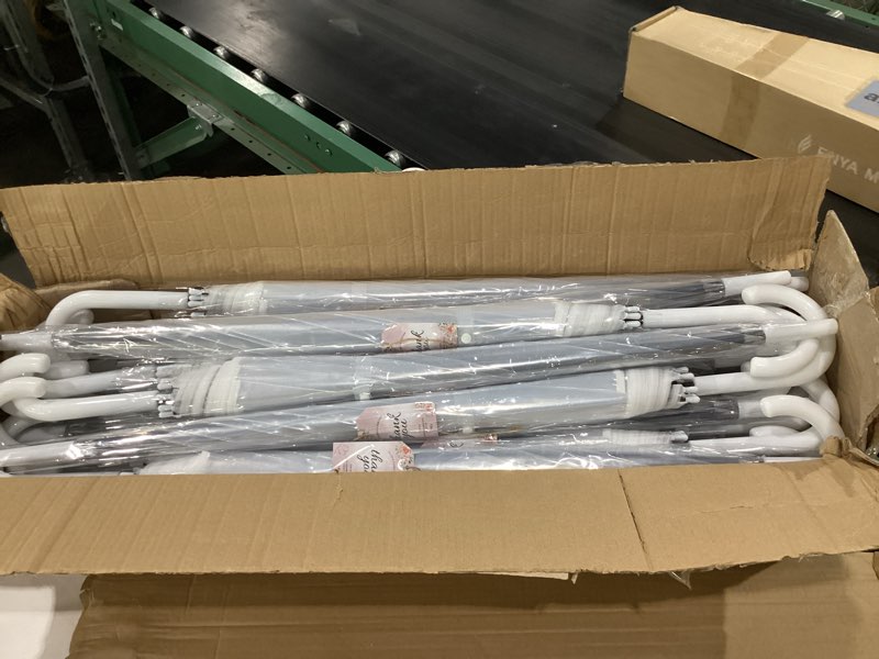 Condition photo showing New/Like New for 30 pack clear umbrella wedding, auto open transparent stick umbrella with white j hook handle, windproof waterproof large canopy umbrella for bride groom photography golf outdoor events