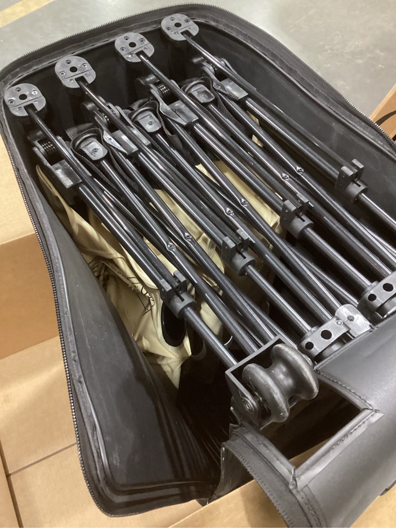 Condition photo showing As Is for simpli comfy queen ez bed self-inflating air mattress with built-in frame, pump and wheeled case, blow up inflatable rolling air bed on wheels