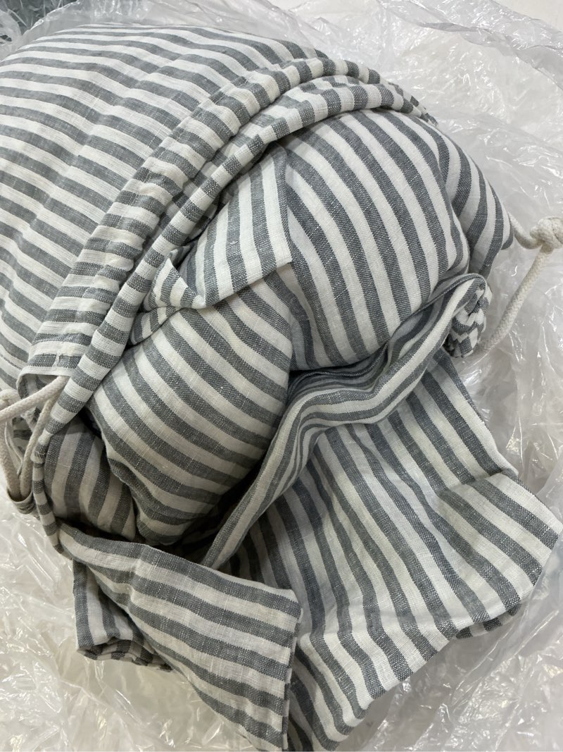 Condition photo showing Good Condition for european linen stripe duvet cover set, king/cal king, grey/white stripe