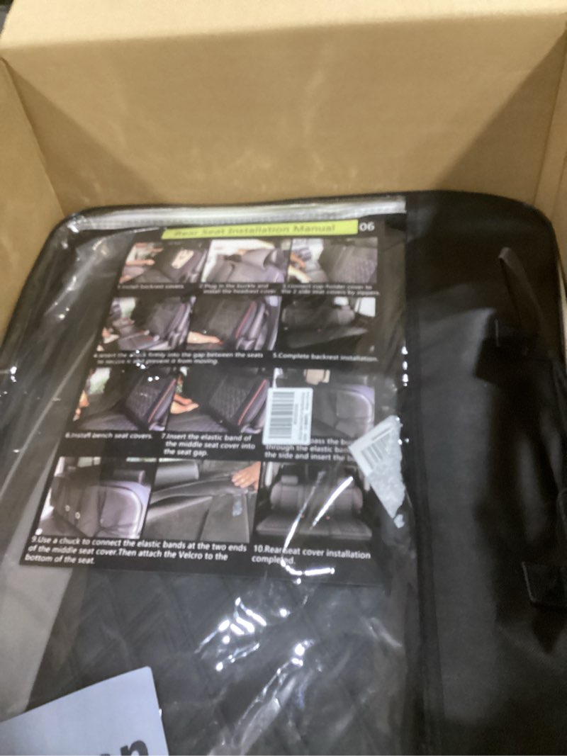 Condition photo showing New/Like New for JOJOBAY Chevy Silverado Seat Covers,Leather Seat Covers for GMC Sierra,Custom Fit 2007-2024 1500 2500HD 3500HD Crew Double Extended Regular Cab,LT LZT RST(Full Set,Black Grey) Full Set Black Grey